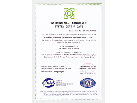 ENVIRONMENTAL MANAGEMENT SYSTEM CERTIFICATE